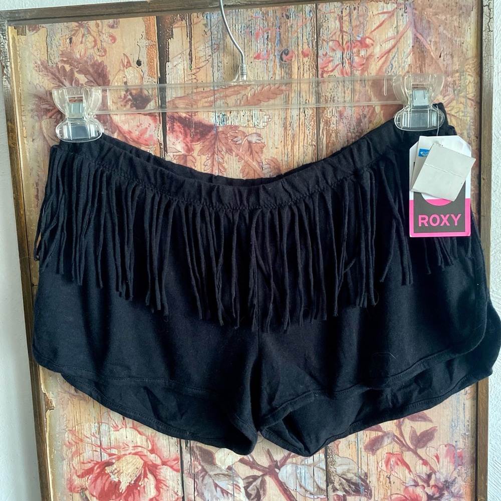 ROXY SURF BOHO FRINGE LOUNGE SHORTS BLACK - Picture 8 of 13